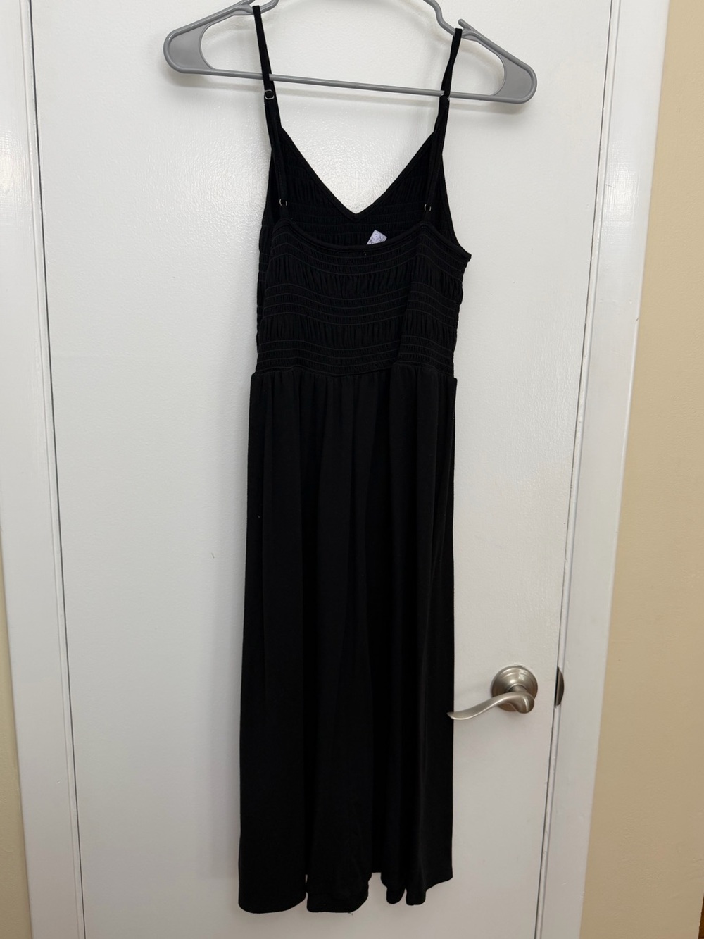 Black Strappy Shirred Top Midi Dress - Picture 3 of 5
